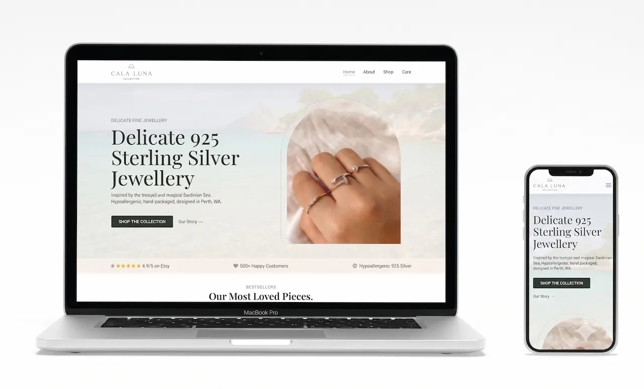 Cala Luna Collection website mockup